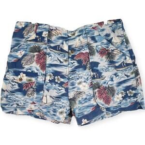 Tommy Bahama Logo Ocean Tropical Hawaiian Sailing Blue Short Swim Trunks Shorts